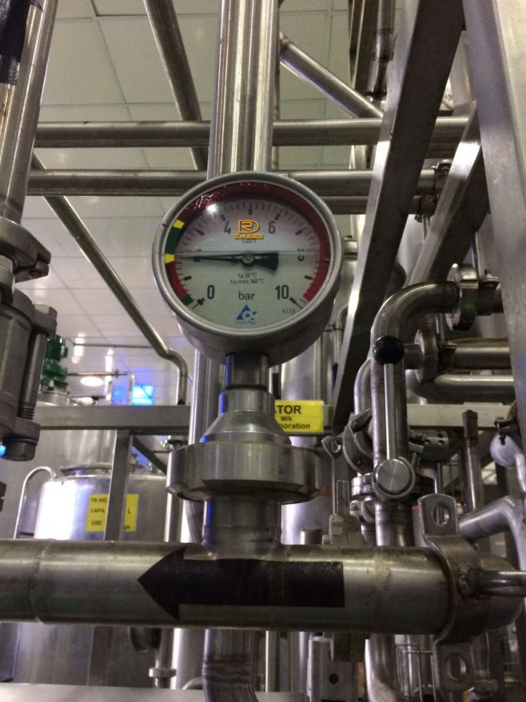Hình ảnh đồng hồ đo áp suất dạng màng dùng cho nhà máy sữa